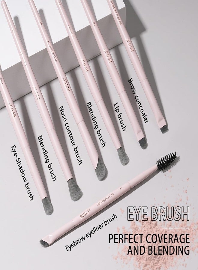 BEILI Makeup Brush Set, Pink Makeup Brush Set, 12 Vegan Makeup Brushes for Powder Foundation, Concealer, Eyebrows, Eyeshadow, Contour, Eyeliner, Blender Eye Brush - Image 5