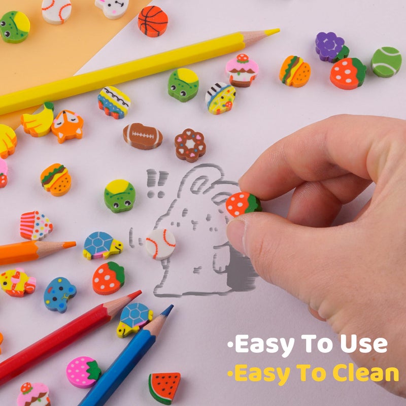 Inn Diary 180pcs Random Mini Erasers for Kids, Bulk Cute Pencil Erasers Small Fun Erasers for Classroom Rewards Party Favors Gift Filling Eraser - Image 3