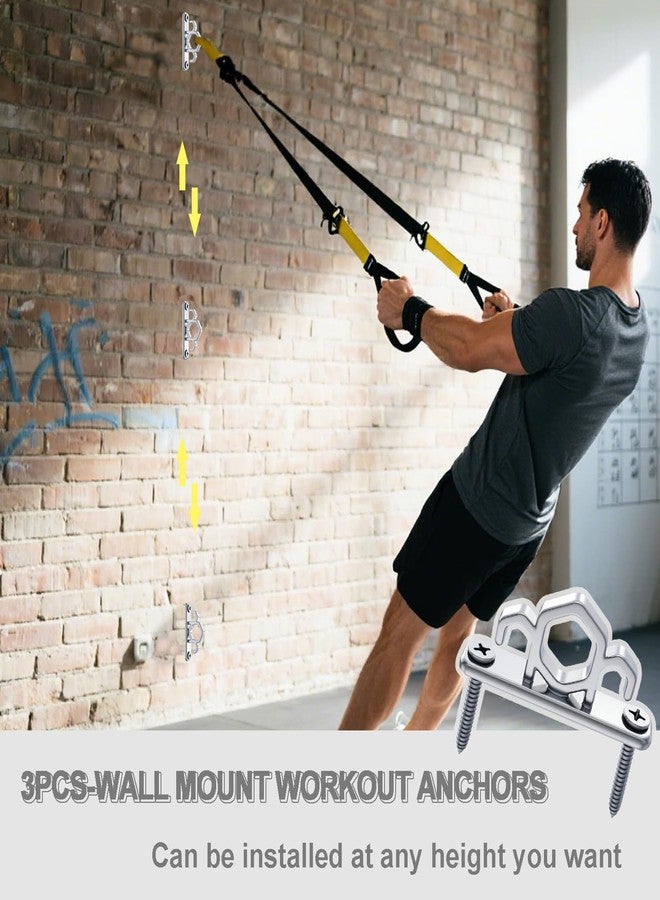WOCHOLL Resistance Band Wall Anchors Heavy Duty Wall Mount Workout Anchors for Exercise Bands, Space-Saving Home Gym Workouts, Strength Training, Durable Steel Construction (3, Silver) - Image 4