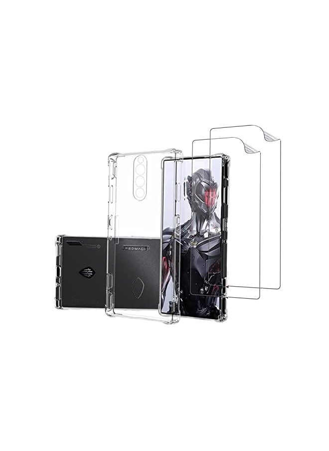 Zaboon - 1 2Pcs Compatible With Zte Nubia Red Magic 8 Pro Case And Screen Protector Hydraulic Film High Quality Soft Scratch Proof Transparent Cover Clear - Image 1