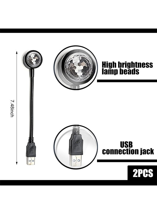2 قطعة من سقف السيارة USB ضوء السماء المرصع بالنجوم ، ضوء جهاز عرض إيقاعي قابل للتعديل للتحكم الصوتي ، 9 أوضاع RGB رومانسية نجمة الديكور التوصيل والتشغيل ، عالمي لحفلة سقف السيارة (متعدد الألوان) - Image 2