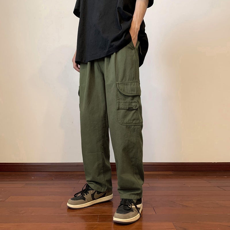 Japanese Style Loose Overalls Men'S And Women'S New Solid Color Street Simple Trendy Wide-Leg Straight Casual All-Matching Trousers - Image 3