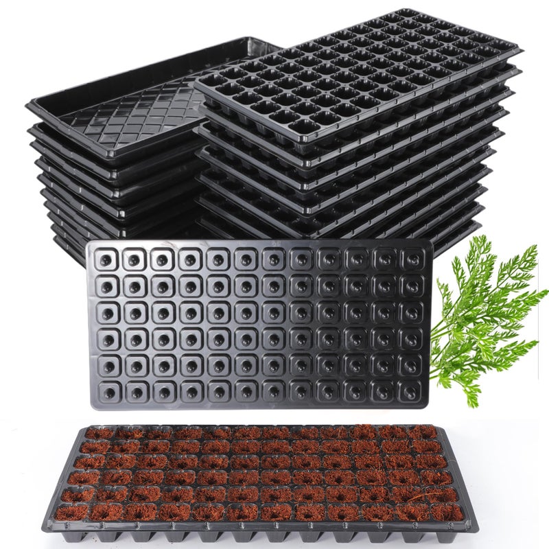 Oscorna (20Pack) 72-Cell Seed Starter Trays with Dibber, 10 Pack Nursery Starting with Base Tray, 72 Hole Soil Digger for Setting Out Quickly, Seedling Planting Tray, Germination Kit Trays Reusable - Image 1