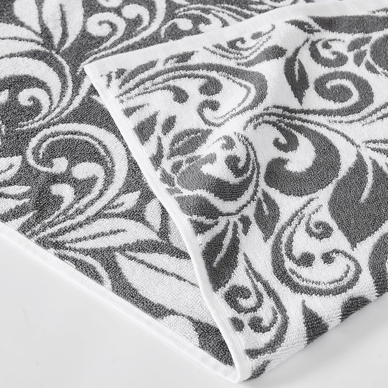 Modern Threads Trefoil Filigree 6-Piece 100% Cotton Towel Set – Reversible Yarn Dyed Jacquard – Includes 2 Bath Towels, 2 Hand Towels, 2 Washcloths – Absorbent, Quick Dry, Soft & Durable – Dark Gray - Image 2