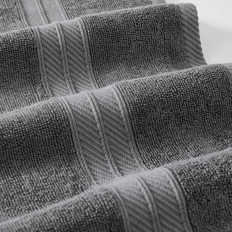 Modern Threads Trefoil Filigree 6-Piece 100% Cotton Towel Set – Reversible Yarn Dyed Jacquard – Includes 2 Bath Towels, 2 Hand Towels, 2 Washcloths – Absorbent, Quick Dry, Soft & Durable – Dark Gray - Image 3