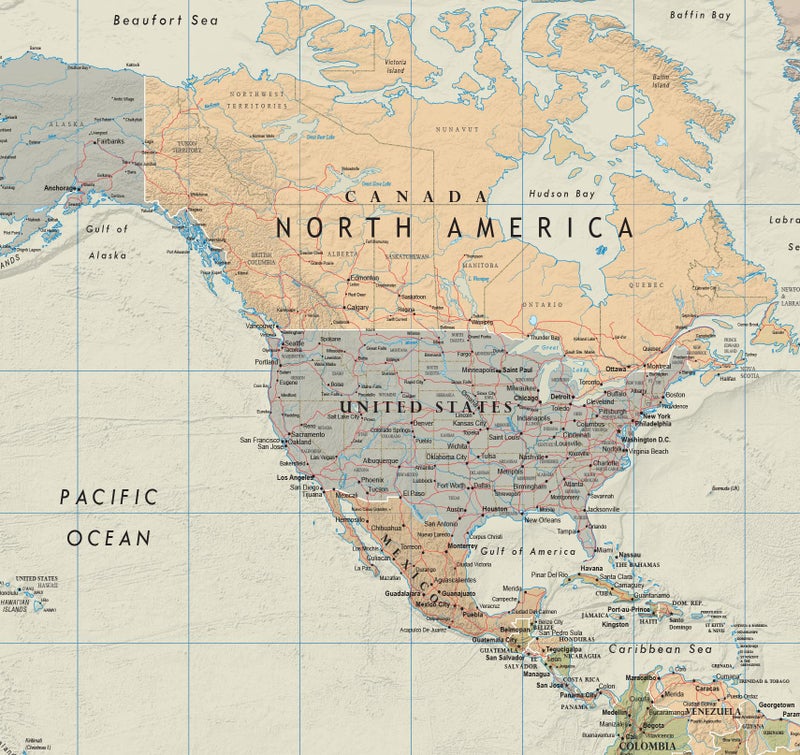 Swiftmaps World Contemporary Premier Wall Map Poster Mural 24h x 36w - LAMINATED - Image 2