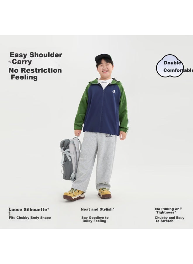 TABE Little Pig Tony Boys' Plus Size Hooded Zipper Jacket Kids' Knit Cotton Sweatshirt Autumn - Image 1