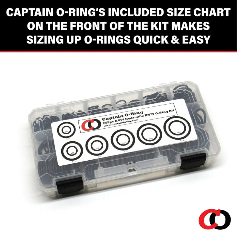 Captain O-Ring BOSS Hydraulic SAE 900 O-Ring Seal Kit (Buna-N 70, 255 Piece Kit) - Image 3