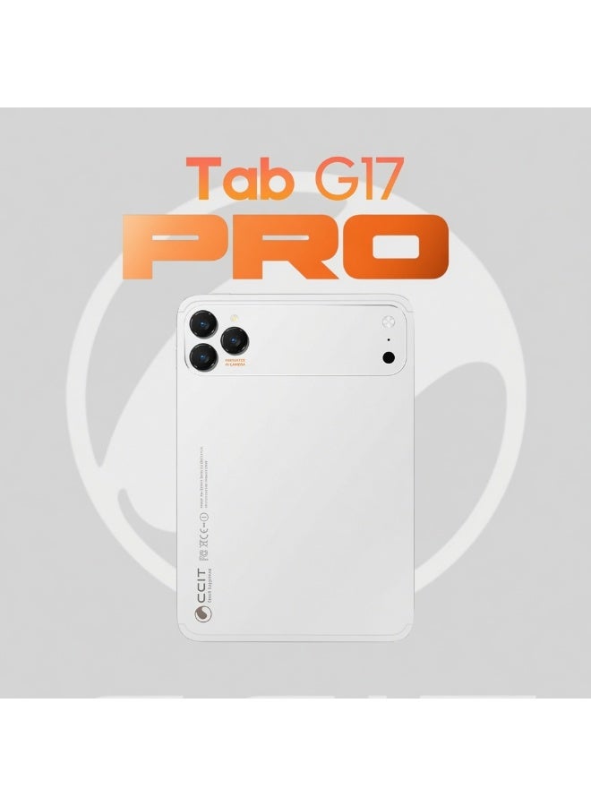 CCIT تاب G17 برو أندرويد 15 تابلت 10.1 بوصة عرض HD، 16 جيجابايت RAM 1 تيرابايت تخزين، 4G LTE شريحة مزدوجة، 10000 مللي أمبير بطارية طويلة، أداء ثماني النواة، دعم قلم مدمج، تابلت واي فاي مع لوحة مفاتيح وحافظة واقية متوافقة باللون الأبيض - Image 1