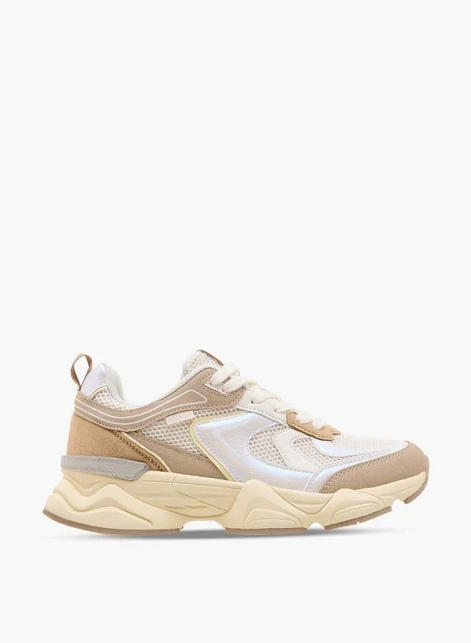 Women Mesh Panel Lace-Up Sneakers
