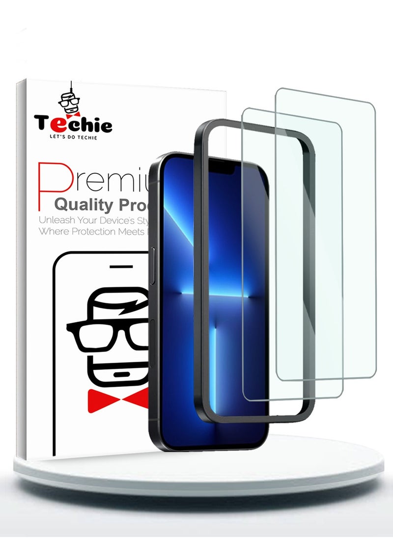 Techie - Apple iPhone 13 Pro Max Screen Protector, Super Clear Gorilla Glass with Easy Installation Auto Alignment Frame, 9H Tempered Glass, Bubble-Free, Case-Friendly - 2 Pack - Image 1
