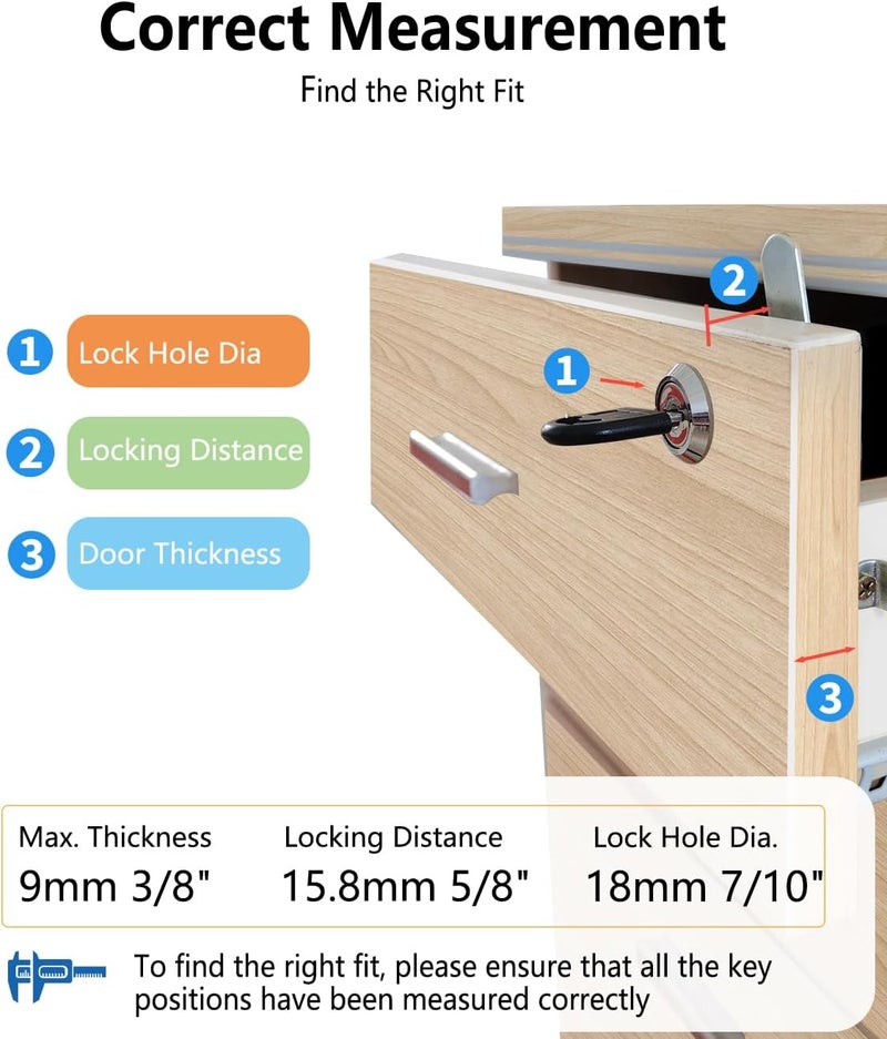 Bicafa 3 Packs Cabinets Locks with Keys, Keyed Alike Cam Lock for Mailbox Toolbox Replacement, 5/8 Inch - Image 5
