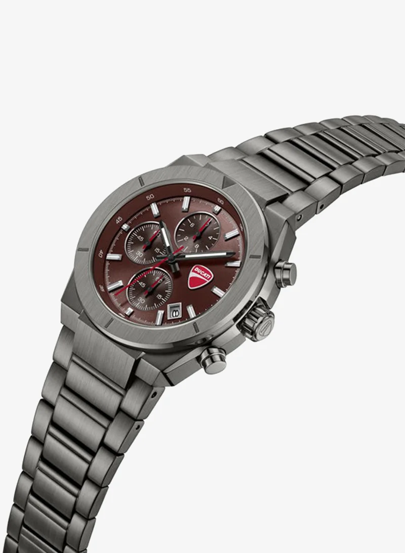 دوكاتي Frontier Brown Dial, Stainless Steel Bracelet, Chronograph Watch for Men, 43mm