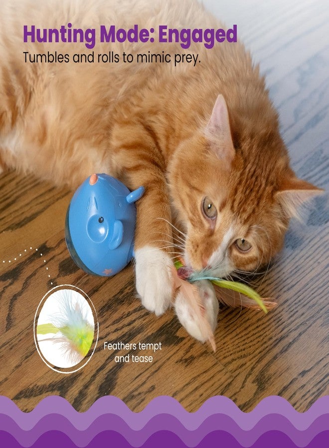 Catstages Hunt 'N Swat Treat Tumbler Interactive Treat-Dispensing Cat Toy, Blue - Image 3