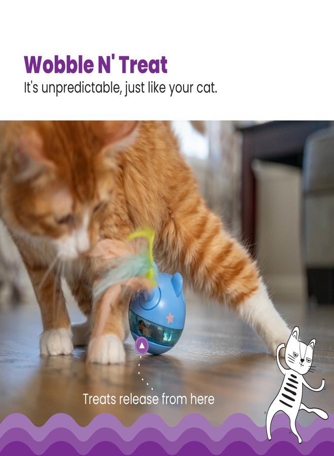 Catstages Hunt 'N Swat Treat Tumbler Interactive Treat-Dispensing Cat Toy, Blue - Image 2