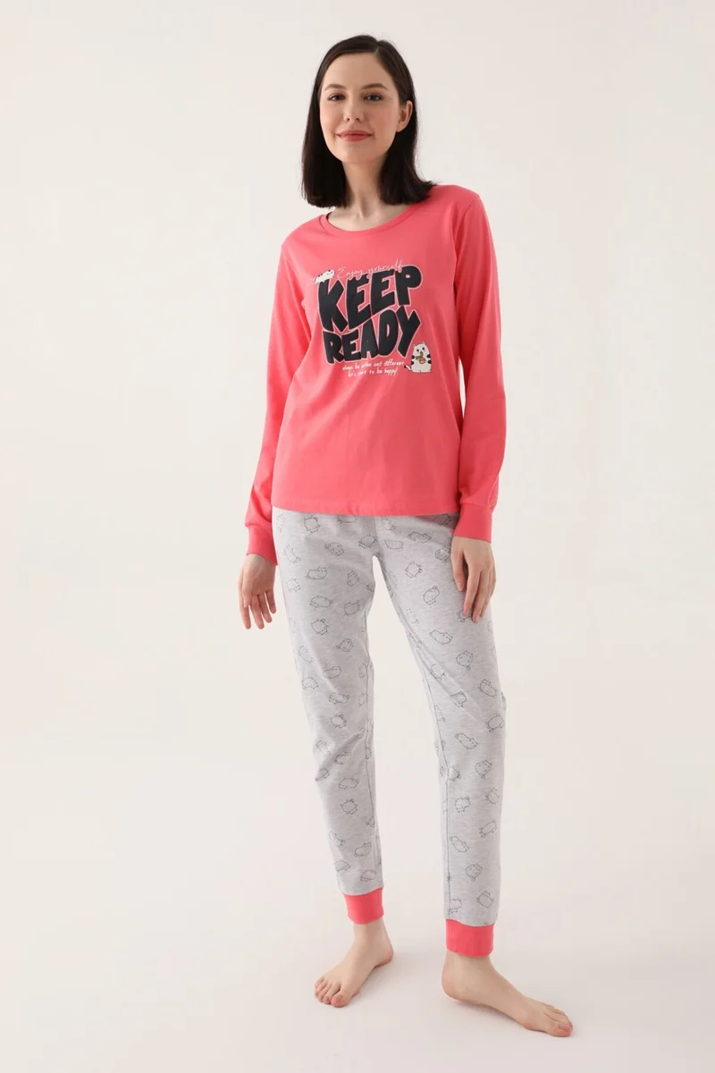 روليبولي Ready Pink Women's Long Sleeve Pajama Set