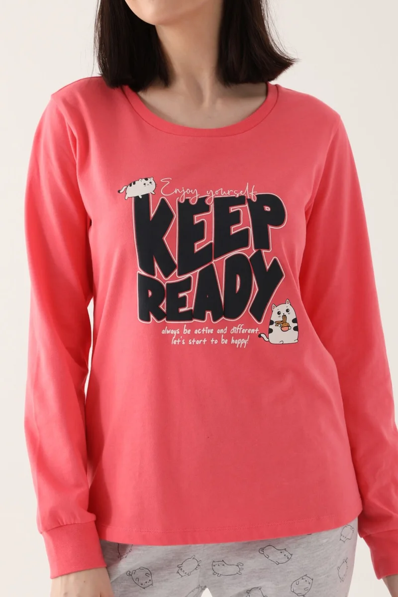 روليبولي Ready Pink Women's Long Sleeve Pajama Set