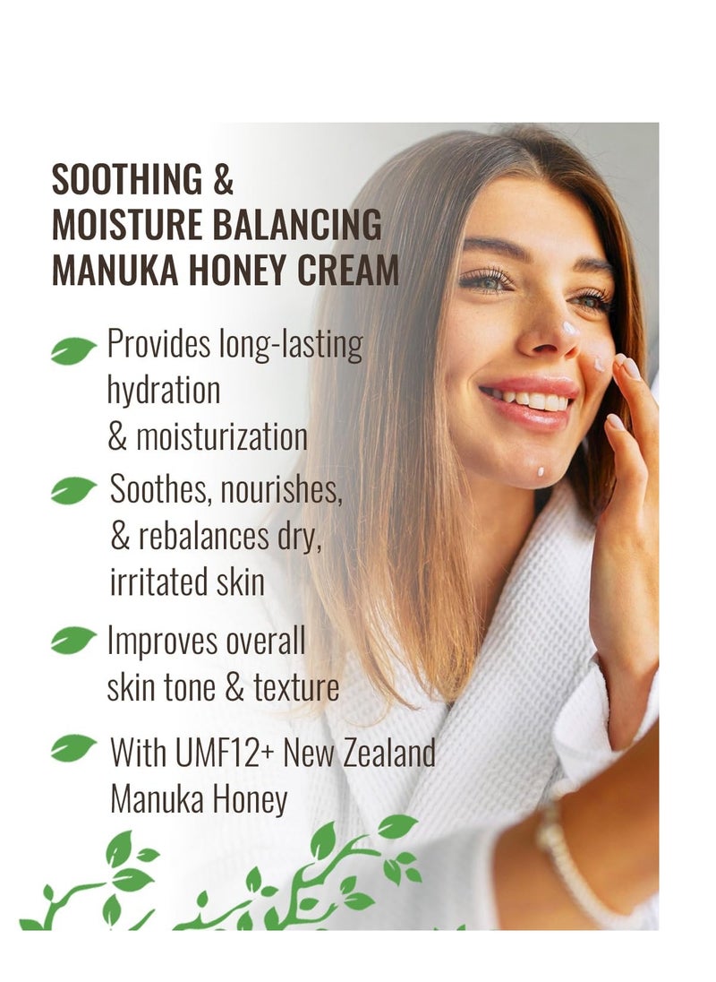 Wild Naturals - Manuka Honey Cream Moisturizer for Dry Skin - Eczema Honey Cream Face Moisturizer for Sensitive Skin - Soothing & Redness Relief Face Cream for Dry Skin - Face, Hand & Body Moisturizer for Women & Men - Image 1