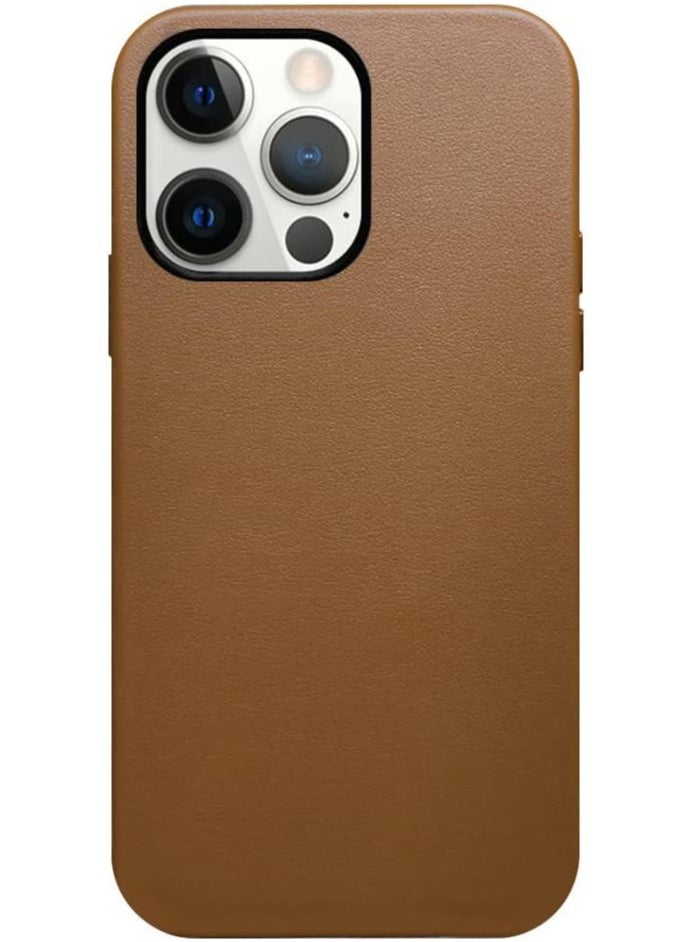 Case Compatible With iPhone 14 Pro Mag-Safe Noble Collection Premium PC+PU Leather Case with Official Design Phone Cover Anti-Fingerprint Scratch Resistance, A+ Leather Material (Brown)  - Image 1