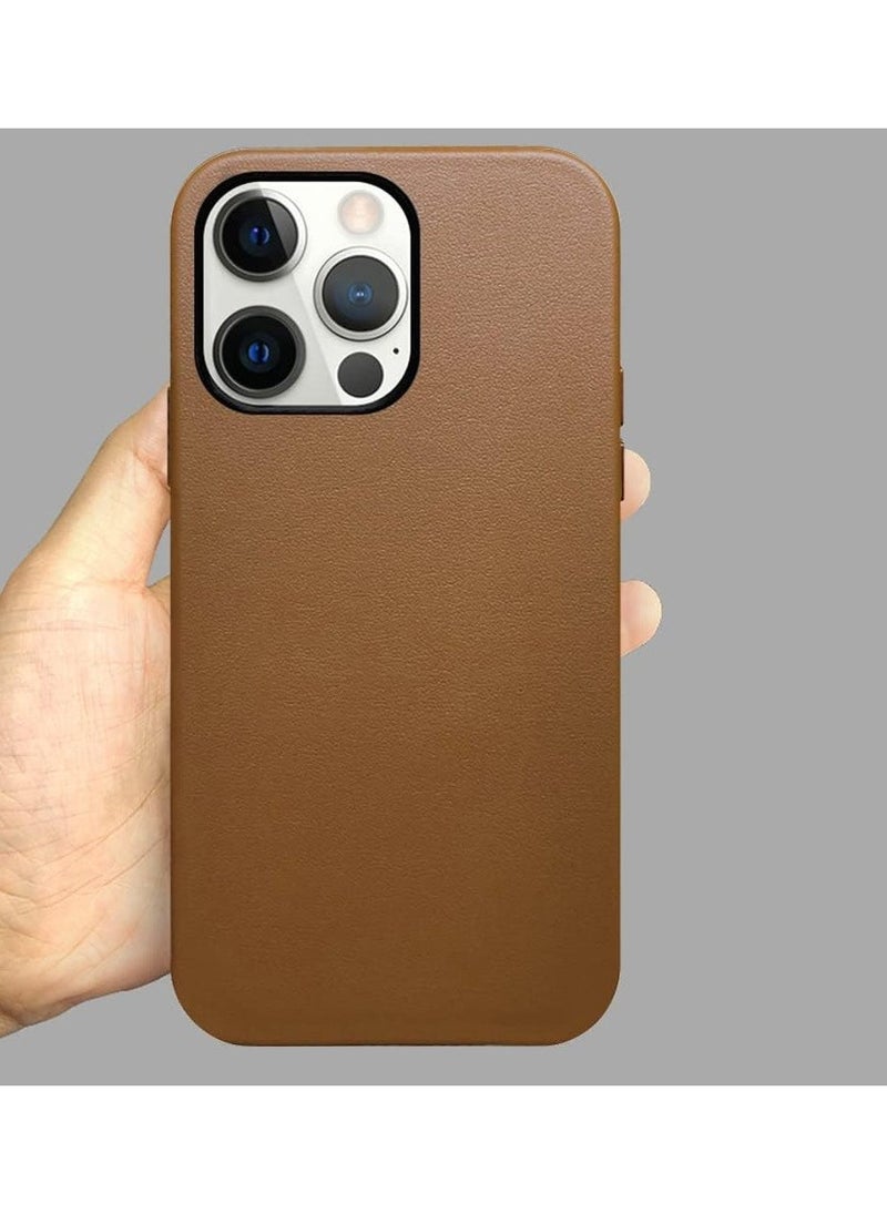 Case Compatible With iPhone 14 Pro Mag-Safe Noble Collection Premium PC+PU Leather Case with Official Design Phone Cover Anti-Fingerprint Scratch Resistance, A+ Leather Material (Brown)  - Image 5