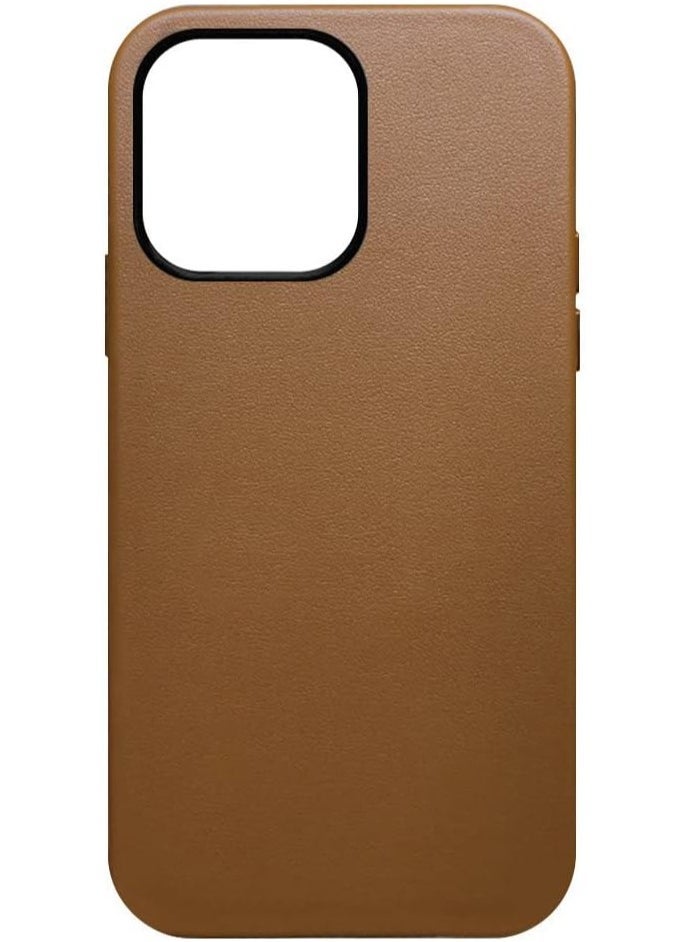 Case Compatible With iPhone 14 Pro Mag-Safe Noble Collection Premium PC+PU Leather Case with Official Design Phone Cover Anti-Fingerprint Scratch Resistance, A+ Leather Material (Brown)  - Image 2