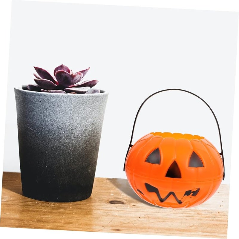 2Pcs Yellow Halloween Pumpkin Lantern Handheld Buckets For Party Trick Or Treat Home Decor - Image 3