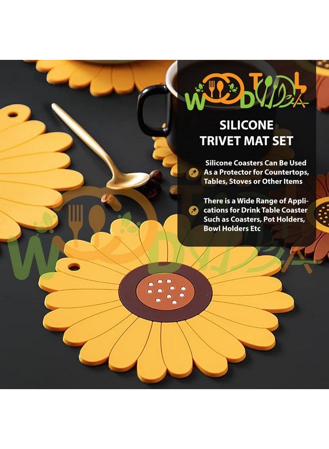 WOODTULA WOODTULA Silicone Trivet Mat Set of 6 - Trivets for Pots & Hot Dish - Trivet Mat for Hot Pots Cup Mat Coasters - Kitchen Decor Mats (Set of 6, Big, Yellow)  - Image 5