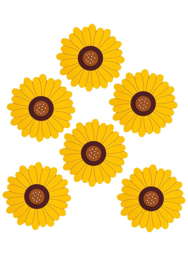 WOODTULA WOODTULA Silicone Trivet Mat Set of 6 - Trivets for Pots & Hot Dish - Trivet Mat for Hot Pots Cup Mat Coasters - Kitchen Decor Mats (Set of 6, Big, Yellow)  - Image 1