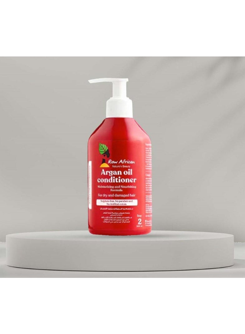 Raw African Premium Argan Oil Conditioner (300ml) - Nourishes, Strengthens & Adds Luster & Revitalizes Dry, Damaged Hair - Image 4