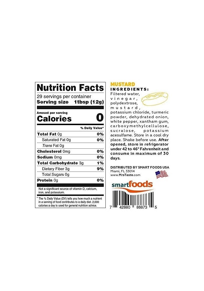 Mrs Taste Sugar Free Mustard - Zero Calories, Zero Sodium, High Fiber, Keto & Paleo Friendly (12 oz) - Image 2