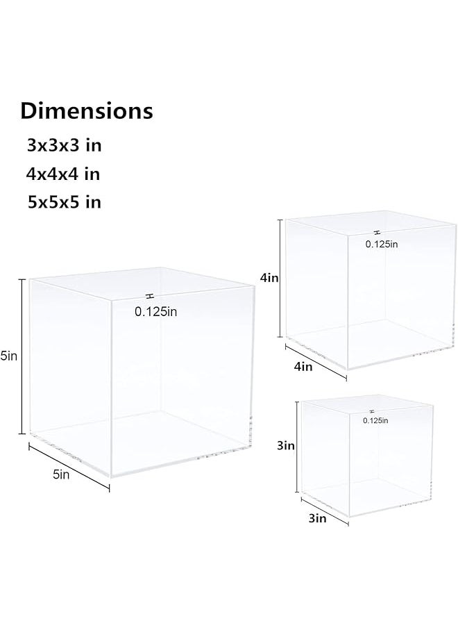 erorex - 3Pcs Clear Acrylic Display Boxes Acrylic Cube Stand Risers Showcase Acrylic Display Case For Collectibles Action Figures Toys 5 Sided Acrylic Box - Image 1