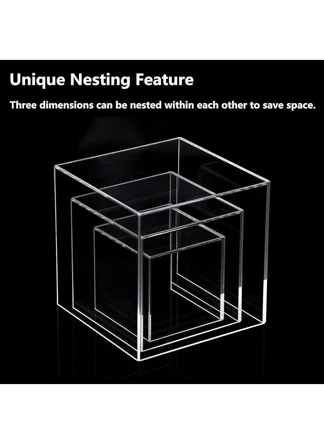 erorex 3Pcs Clear Acrylic Display Boxes Acrylic Cube Stand Risers Showcase Acrylic Display Case For Collectibles Action Figures Toys 5 Sided Acrylic Box  - Image 5