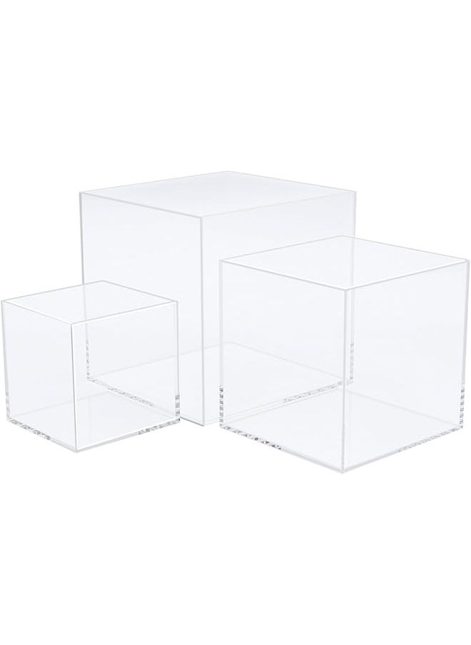 erorex 3Pcs Clear Acrylic Display Boxes Acrylic Cube Stand Risers Showcase Acrylic Display Case For Collectibles Action Figures Toys 5 Sided Acrylic Box  - Image 1