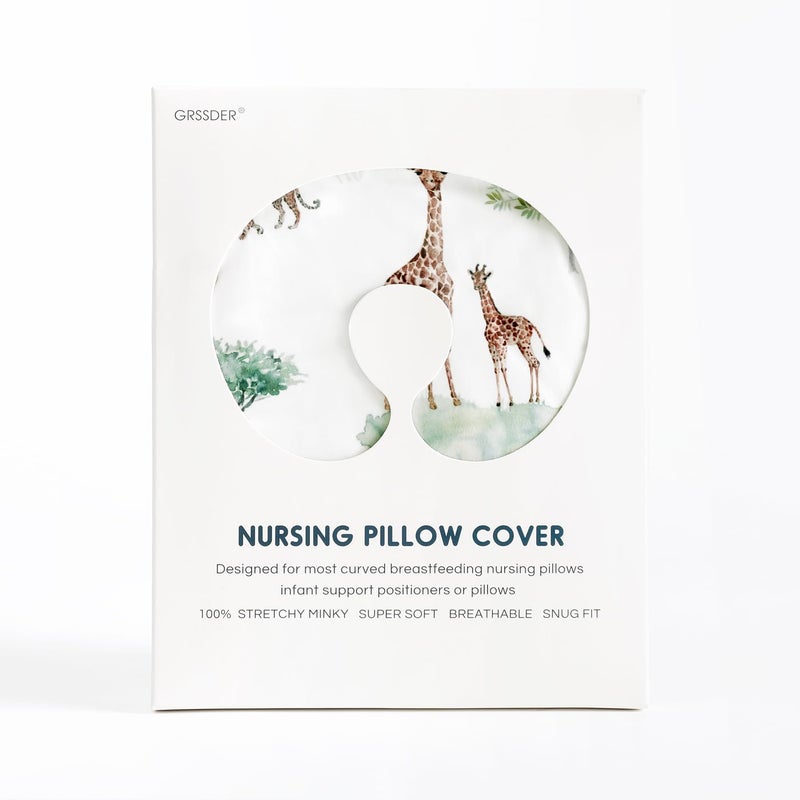 GRSSDER Nursing Pillow Cover Stretchy Minky Removable Nursing Covers for Breastfeeding Pillows, Ultra Soft Comfortable Slipcover for Boy and Girls, Stylish Pretty Savannah - Image 4