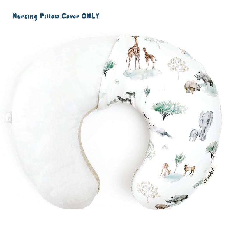 GRSSDER Nursing Pillow Cover Stretchy Minky Removable Nursing Covers for Breastfeeding Pillows, Ultra Soft Comfortable Slipcover for Boy and Girls, Stylish Pretty Savannah - Image 2