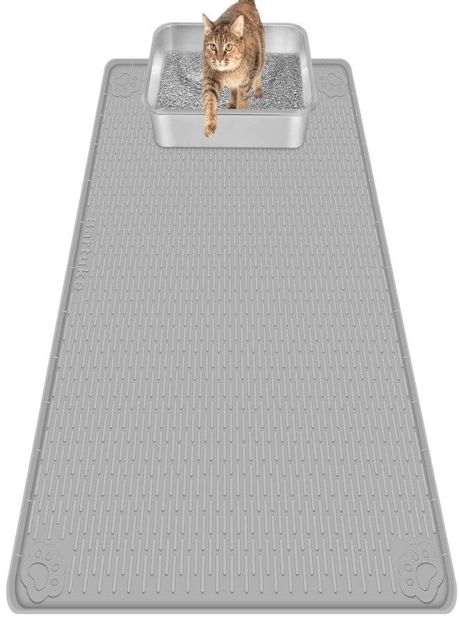 Bartuke Cat Litter Mat, Extra Large 40" x 28" Silicone Mat Litter Trapping Mat for Scatter Control, Soft on Kitty Paws, Easy to Clean (Gray) - Image 1