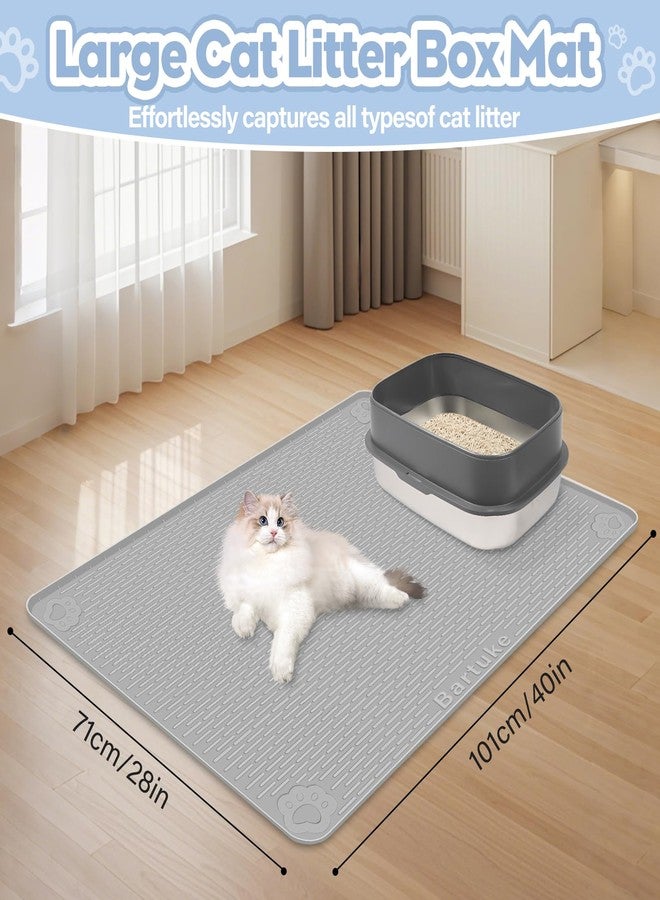 Bartuke Cat Litter Mat, Extra Large 40" x 28" Silicone Mat Litter Trapping Mat for Scatter Control, Soft on Kitty Paws, Easy to Clean (Gray) - Image 4