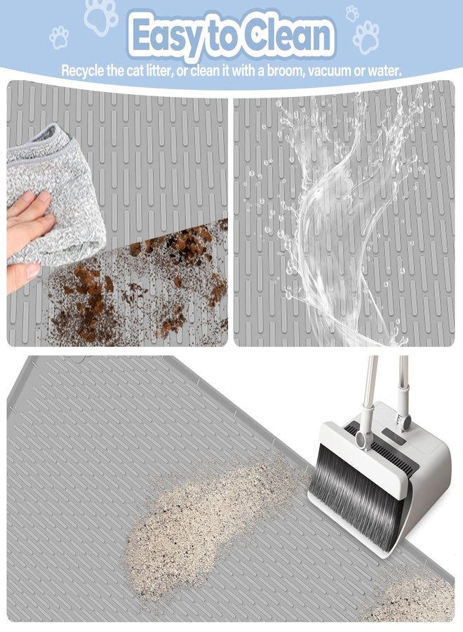Bartuke Cat Litter Mat, Extra Large 40" x 28" Silicone Mat Litter Trapping Mat for Scatter Control, Soft on Kitty Paws, Easy to Clean (Gray) - Image 5