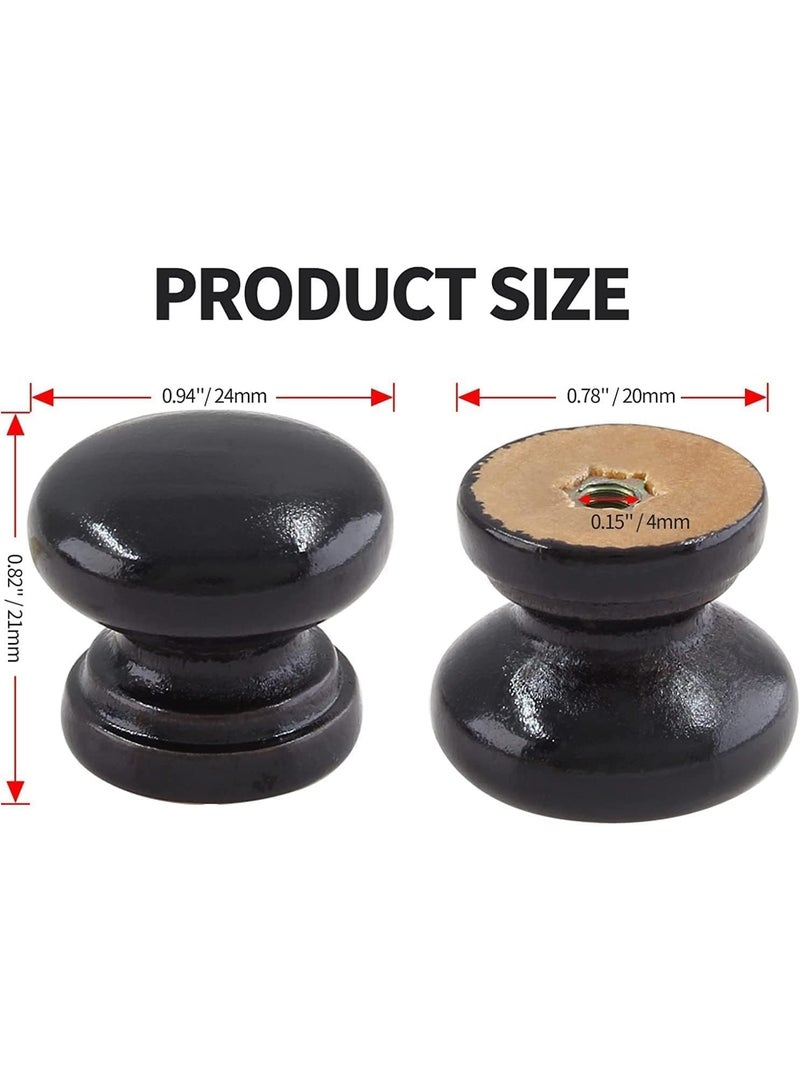 12 Pcs Black Wood Dresser Knobs, Mushroom Shape Wood Drawer Knobs, Wood Cabinet Knobs, Single Handle Pulls, Concise and Elegant, for Cabinet, Drawer, Dresser, Cupboard, Closet - Image 2