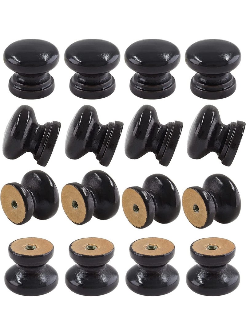 12 Pcs Black Wood Dresser Knobs, Mushroom Shape Wood Drawer Knobs, Wood Cabinet Knobs, Single Handle Pulls, Concise and Elegant, for Cabinet, Drawer, Dresser, Cupboard, Closet - Image 1