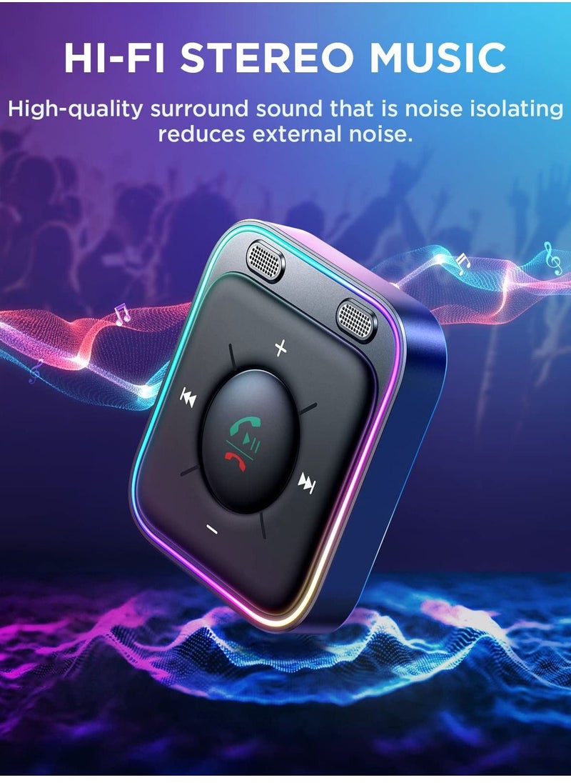 Excefore - Bluetooth 5.3 Car Adapter with Dual Mics and Noise Cancellation, AUX Bluetooth Car Kit, with Plug and Play and Noise Filter for Hands Free Calls and Stereo Audio - Image 1