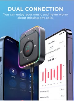 Excefore Bluetooth 5.3 Car Adapter with Dual Mics and Noise Cancellation, AUX Bluetooth Car Kit, with Plug and Play and Noise Filter for Hands Free Calls and Stereo Audio  - Image 4