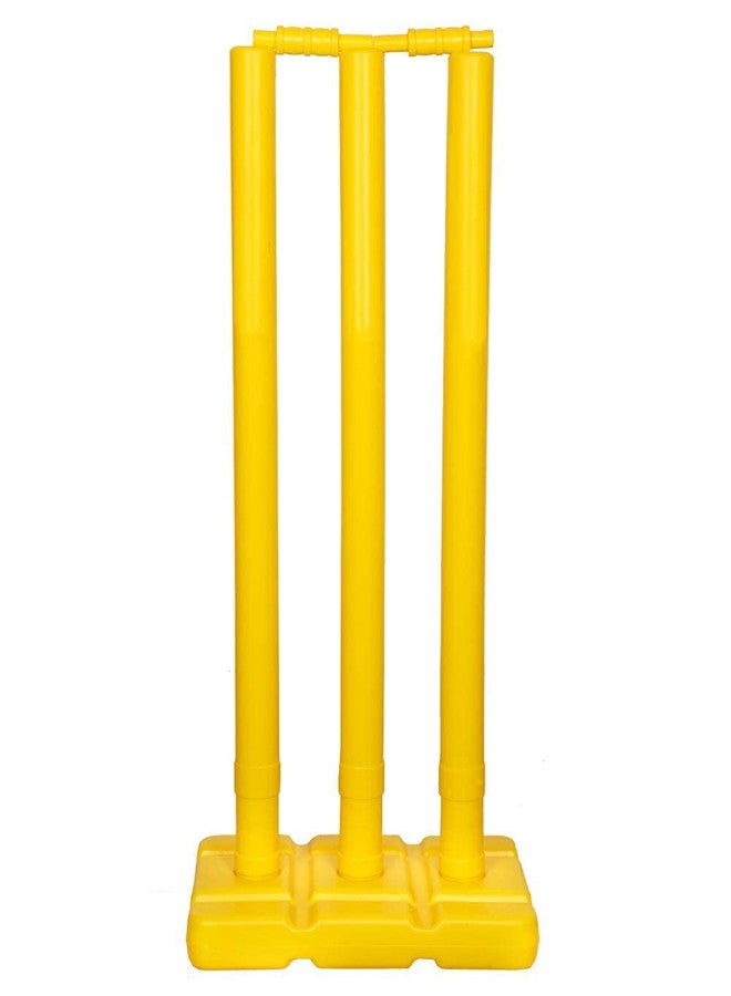 Encanto Heavy Plastic Cricket Stumps Set - 3 Stumps + 2 Bails + 1 Stand (Plastic Wicket Set) - Image 2