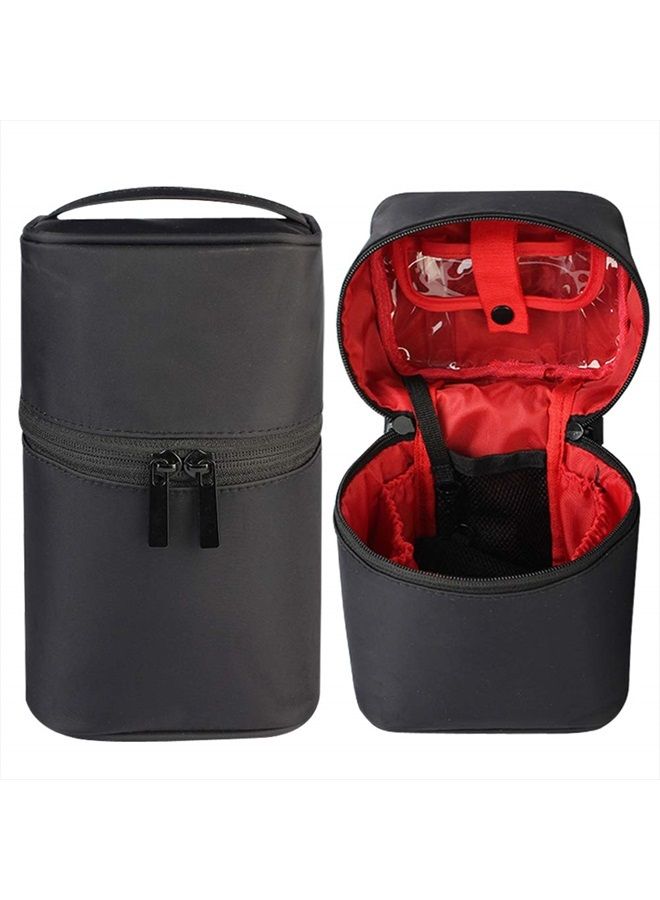 Bysiter Makeup Bag Travel Cosmetic Bag Small Makeup Brush Holder Organizer Cute Portable Artist Toiletry Storage Bag Cosmetics Case for Women Girls,Black - Image 2