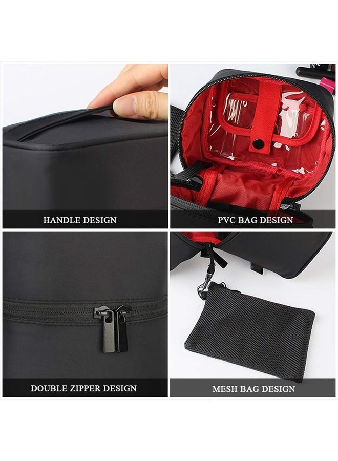 Bysiter Makeup Bag Travel Cosmetic Bag Small Makeup Brush Holder Organizer Cute Portable Artist Toiletry Storage Bag Cosmetics Case for Women Girls,Black - Image 5