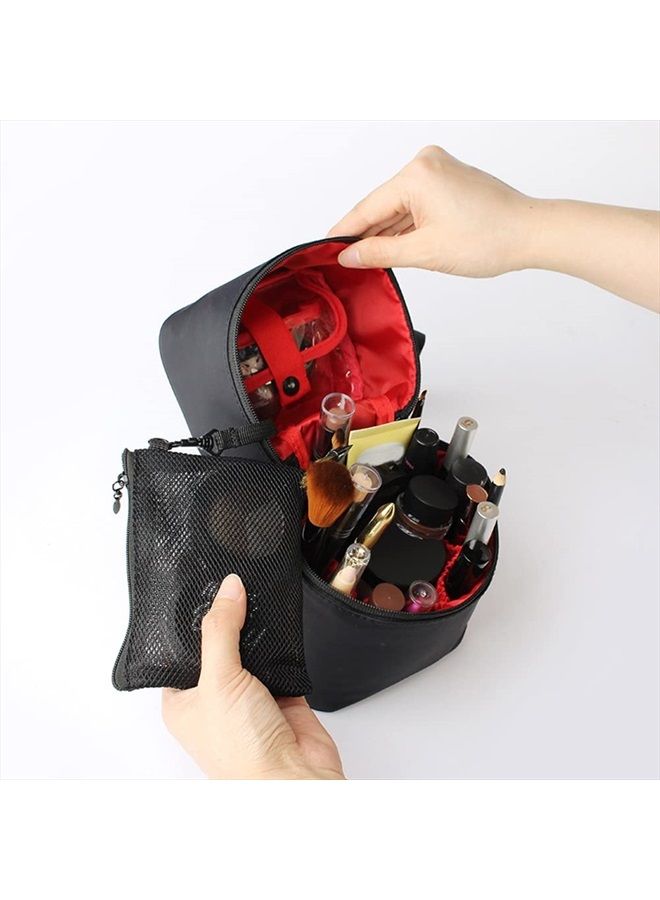 Bysiter Makeup Bag Travel Cosmetic Bag Small Makeup Brush Holder Organizer Cute Portable Artist Toiletry Storage Bag Cosmetics Case for Women Girls,Black - Image 4