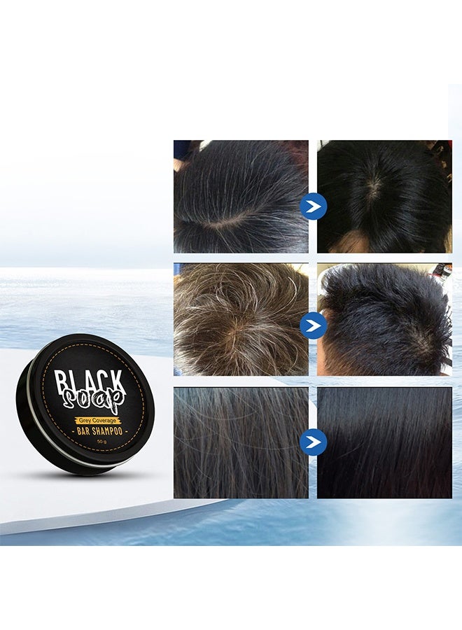 Black Soap Grey Coverage Bar Shampoo 50g, Moisturizing Hair Darkening Soap Bar with Herbal Extracts, Promotes Healthy Hair Growth and Solution to Gray and White Hair, Cleanses and Nourishes Scalp - Image 4