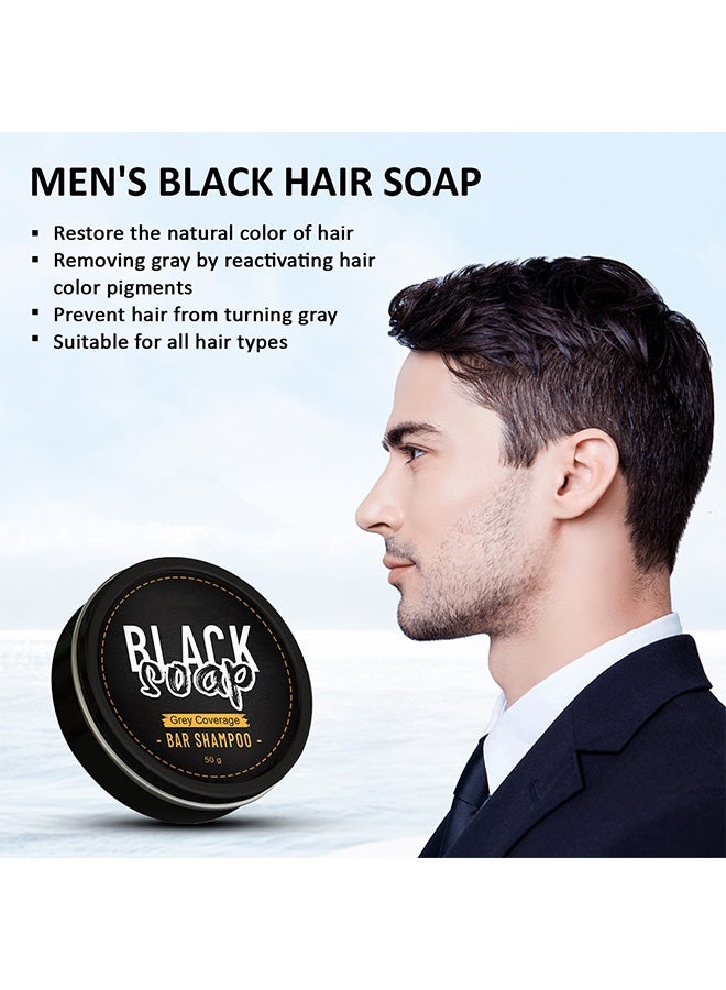 Black Soap Grey Coverage Bar Shampoo 50g, Moisturizing Hair Darkening Soap Bar with Herbal Extracts, Promotes Healthy Hair Growth and Solution to Gray and White Hair, Cleanses and Nourishes Scalp - Image 5