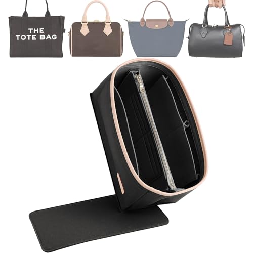 Doxo Purse Organizer Insert for Handbags & Base Shaper 2pc Set, Compatible with Speedy 25 Bag Organizer, Lepliage S,Nererfull,ONTHEGO,Carryall,Graceful,Noe,Book Tote Bag and More(M-Black) - Image 1