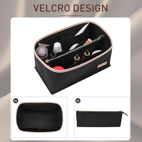 Doxo Purse Organizer Insert for Handbags & Base Shaper 2pc Set, Compatible with Speedy 25 Bag Organizer, Lepliage S,Nererfull,ONTHEGO,Carryall,Graceful,Noe,Book Tote Bag and More(M-Black) - Image 5